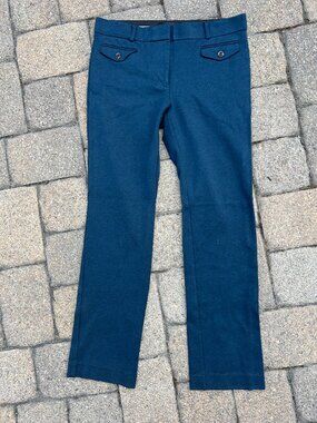 Ann Taylor Teal Navy Straight Leg Ponte Dress Pants Size 4